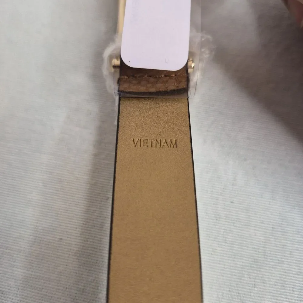 Michael Kors Womens Skinny Leather Belt Size 2X Brown Gold
